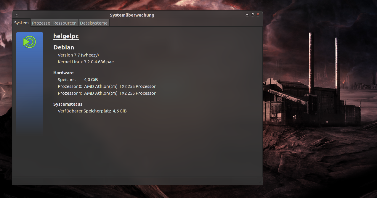 Bildschirmfoto Systemüberwachung vom neuen Debian Wheezy 7.7