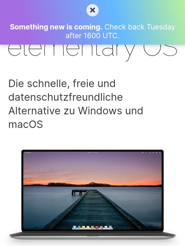 Screenshot von der alten elementary OS Webseite